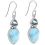 YoTreasure 1.61'' Larimar Blue Topaz Solid 925 Sterling Silver Dangle Earrings