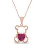 AFFY 14K Gold Over Sterling Silver Cute Teddy Bear Love Heart Pendant Necklace