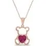 AFFY 14K Gold Over Sterling Silver Cute Teddy Bear Love Heart Pendant Necklace