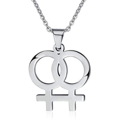Gay & Lesbian Symbol LGBT Pride Pendant Necklace for Couples Stainless Steel Homosexuality Jewelry