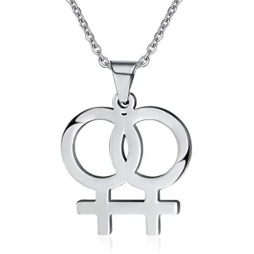 Gay & Lesbian Symbol LGBT Pride Pendant Necklace for Couples Stainless Steel Homosexuality Jewelry Gay & Lesbian Symbol LGBT Pride Pendant Necklace for Couples Stainless Steel Homosexuality Jewelry