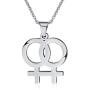 Gay & Lesbian Symbol LGBT Pride Pendant Necklace for Couples Stainless Steel Homosexuality Jewelry