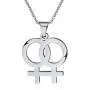 Gay & Lesbian Symbol LGBT Pride Pendant Necklace for Couples Stainless Steel Homosexuality Jewelry Gay & Lesbian Symbol LGBT Pride Pendant Necklace for Couples Stainless Steel Homosexuality Jewelry