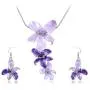 Alilang Silvery Tone Pink Rhinestones Purple Hawaiian Flower Necklace Earrings Set Alilang Silvery Tone Pink Rhinestones Purple Hawaiian Flower Necklace Earrings Set