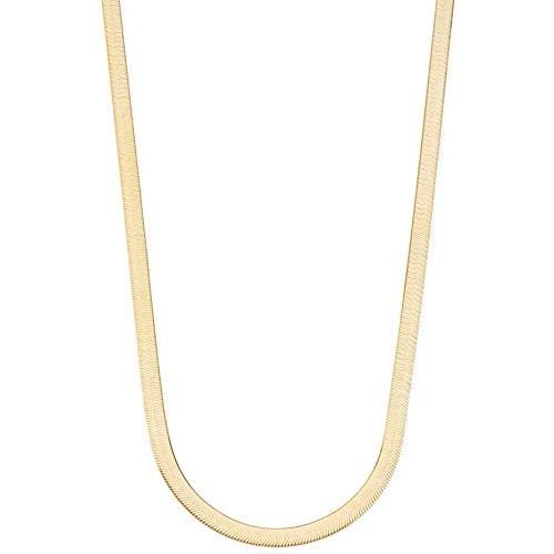 Miabella 18K Gold Over Sterling Silver Italian Solid 4.5mm Flexible Flat Herringbone Chain Necklace Men Women 16, 18, 20, 22, 24 Inch 925 Made in Italy