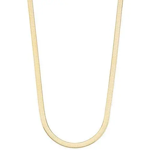 Miabella 18K Gold Over Sterling Silver Italian Solid 4.5mm Flexible Flat Herringbone Chain Necklace Men Women 16, 18, 20, 22, 24 Inch 925 Made in Italy