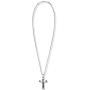 Steve Madden Stainless Steel 26 Inch Textured Design Squared Rolo Chain Cross Pendant Necklace for Men