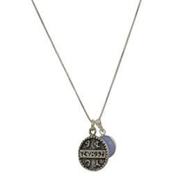 Coin Charm Amulet in Sterling Silver on 19 Inch Box Chain Necklace - Evil Eye Jewelry for Men and Women