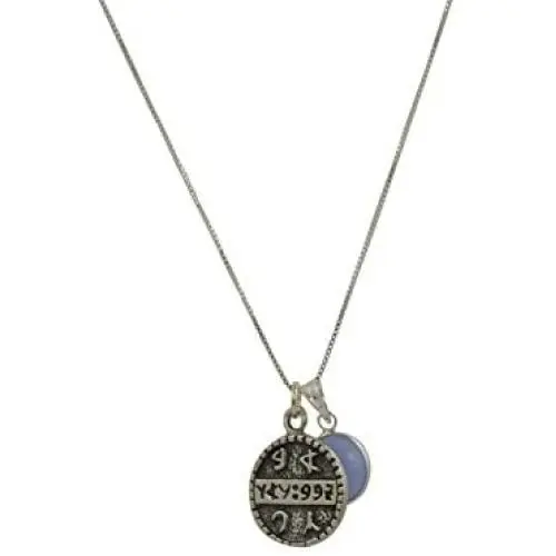 Coin Charm Amulet in Sterling Silver on 19 Inch Box Chain Necklace - Evil Eye Jewelry for Men and Women Coin Charm Amulet in Sterling Silver on 19 Inch Box Chain Necklace - Evil Eye Jewelry for Men and Women