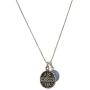 Coin Charm Amulet in Sterling Silver on 19 Inch Box Chain Necklace - Evil Eye Jewelry for Men and Women