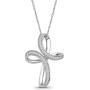 10K White Gold Diamond Cross Pendant with Sterling Silver Chain Necklace (1/6 cttw, I-J Color, I2-I3 Clarity), 18''