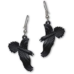 Gothic Black Raven Black Crow Dangle Earrings