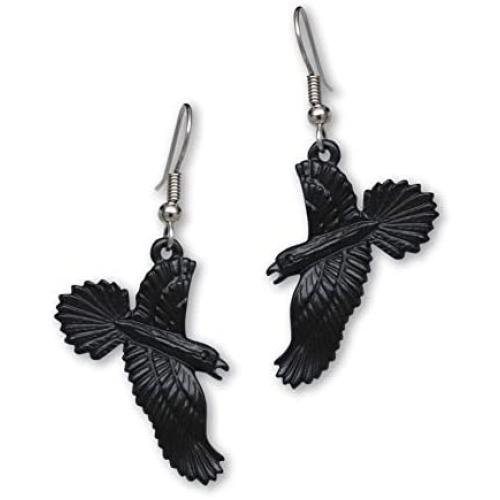 Gothic Black Raven Black Crow Dangle Earrings