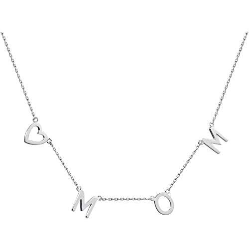 S.Leaf Mom Necklace Heart Necklace Sterling Silver Gifts for Mom New Mom Gifts for Women 14k Gold Dainty Mama Necklace