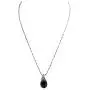 BlueRica Glass Teardrop Pendant with Purple Mushroom on Stainless Steel Chain Necklace