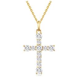 S.Leaf Cross Necklace for Women 14k Gold plated Sterling Silver Cross Necklace for Women Gold Cross Pendant Simple Dainty Necklace