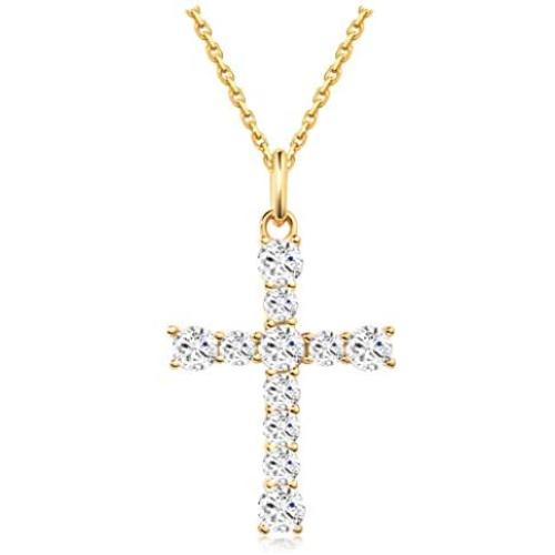 S.Leaf Cross Necklace for Women 14k Gold plated Sterling Silver Cross Necklace for Women Gold Cross Pendant Simple Dainty Necklace