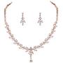 WeimanJewelry Silver/Gold/Rose Gold Plated Women Cubic Zirconia Round CZ Marquise Teardrop Bridal Necklace and Drop Earring Set for Bride Wedding