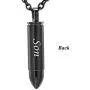 Sheng Jewelry Urn Necklaces for Men Women - Cross Engraving Bullet Urn Pendant Black Stainless Steel Cremation Necklace for Dad Mom Son