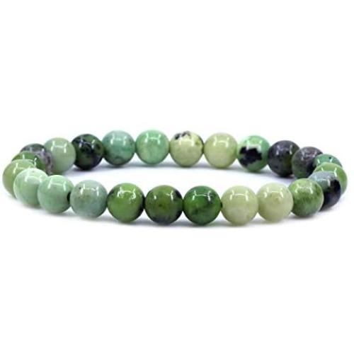 Amandastone Natural Australian Chrysoprase Gemstone 8mm Round Beads Stretch Bracelet 7inch