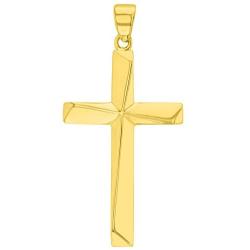 Solid 14K Yellow Gold Elegant Religious Plain Cross Pendant