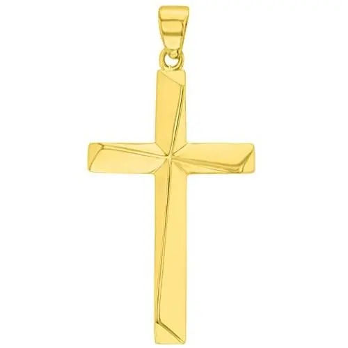 Solid 14K Yellow Gold Elegant Religious Plain Cross Pendant Solid 14K Yellow Gold Elegant Religious Plain Cross Pendant