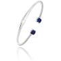 Sterling Silver Genuine and Created Gemstone & Synthetic White Sapphire Cushion-Cut Dainty Cuff Bangle Bracelet
