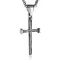 HZMAN Antique Nail Cross Stainless Steel Pendants Christian Necklace (Silver)