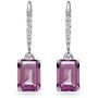 Sterling Silver Genuine or Synthetic Gemstone 8x6mm Octagon-cut Polished Dangle Leverback Earrings