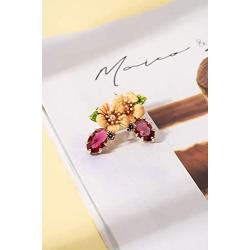 Pink Zircon Hook Earrings Enamel Glaze Flowers Drop Earrings for Women Teen Girls Birthday Christmas Friendship Mothers Day Gift