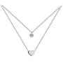 WangGao Stainless Steel Dainty Double Layer Chain Choker Pendant Necklace for Women Girls