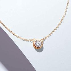 AINUOSHI 925 Sterling Silver 0.5 Carat Sparkling Cz Mouse Pendant Necklace Gifts For Women Teenage Girls(3 Colors Plated)