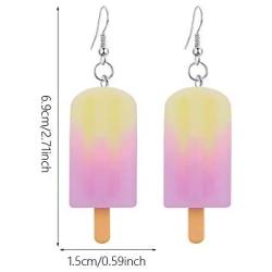 6 pairs Resin Ice Cream Hanging Earrings Women Imitation Food Geometric Earring Girls Funny Cute Aesthetic Kawaii Jewelry Earrings