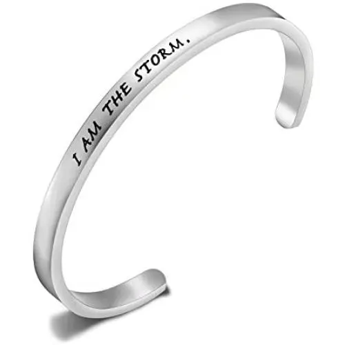 FUSTMW I AM The Storm Inspirational Cuff Bracelet Motivating Jewelry Encouragement Gift (Silver) FUSTMW I AM The Storm Inspirational Cuff Bracelet Motivating Jewelry Encouragement Gift (Silver)