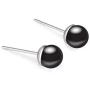 Crystalline Azuria Black Crystal Simulated Pearls Set Strand Necklace 18'' Stud Earrings 18 ct White Gold Plated for Women
