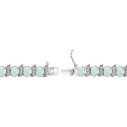 Sterling Silver Genuine, Created or Simulated Gemstone Oval and S Tennis Bracelet