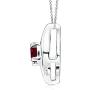 January Birthstone - Shell Style Oval Garnet and Diamond Pendant Necklace in Silver (4x3mm Garnet)