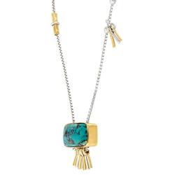 Silpada Turquoise Burst 1 7/8 ct Compressed Turquoise Pendant Necklace in Sterling Silver & Brass