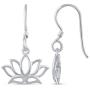 Small Lotus Lace Flower Drop Dangle Swing Earrings in 925 Sterling Silver Jewelry for Women and Girls