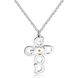 Tbrand Stainless Steel God Good Initail Cross Pendant Necklace with Real Mustard Seed Charms Religious Jewelry ZY076