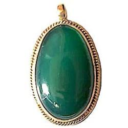 Oval Shaped Green Agate Polished Pendant with Detailed Argentium Plated Silver Framing | Jewelry from Nepal