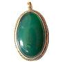 Oval Shaped Green Agate Polished Pendant with Detailed Argentium Plated Silver Framing | Jewelry from Nepal