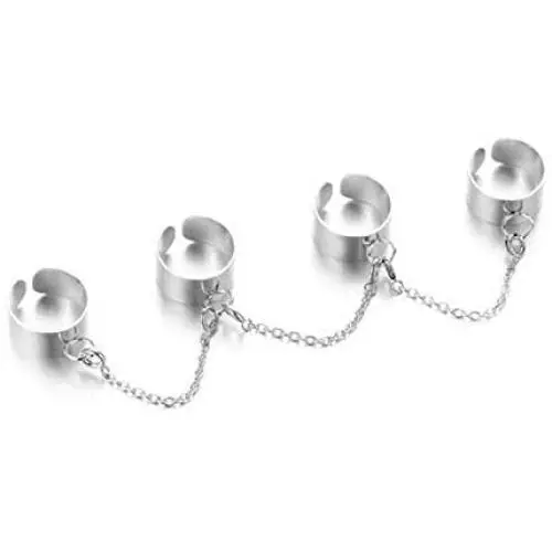 Punk Chain Open Cuff Finger Rings Set Adjustable Hip Hop Belt Cross Stackable Statement Knuckle Link Multiple Gothic for Women Men Party Jewelry Punk Chain Open Cuff Finger Rings Set Adjustable Hip Hop Belt Cross Stackable Statement Knuckle Link Multiple Gothic for Women Men Party Jewelry
