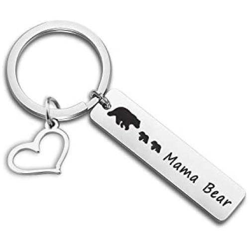 BAUNA Mama Bear Keychain Bear Family Keychain with Cubs Bear Jewelry for Mother Wife Grandma