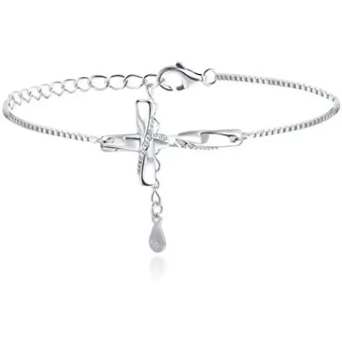 Fiasaso 925 Sterling Silver Cross Bracelets for Women God in My Heart Faith Christian Bracelets Religious Jewelry 6.7In-8.7In Fiasaso 925 Sterling Silver Cross Bracelets for Women God in My Heart Faith Christian Bracelets Religious Jewelry 6.7In-8.7In