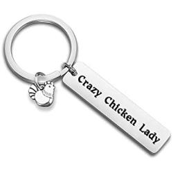 WUSUANED Crazy Chicken Lady Keychain Chicken Lover Gift Country Girl Gift Farm Girl/Wife Gift