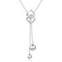Long Necklace S925 Sterling Silver Tassel Round Ball Necklace for Women, 30 inches