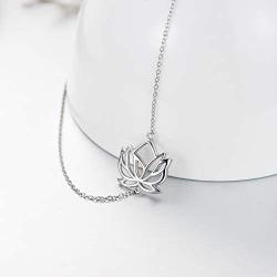 SOULMEET Sterling Silver Yoga Lotus Flower Necklace for Women Girls with Inspirational Quote on Gift Card, Happy Birthday Gifts for Mom Daughter