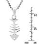 Fashion Fish Bone Skeleton .925 Sterling Silver Pendant Necklace
