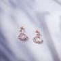 AOBOCO Circle Earrings Sterling Silver Simulated Aquamarine Earrings Embellished with Multicolor Crystals from Austria, Hypoallergenic Rose Gold Earrings, Fine Flower Jewelry Gifts for Women